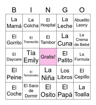 Baby Bingo Card