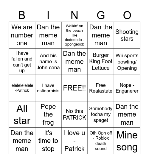 Memes bingo Card