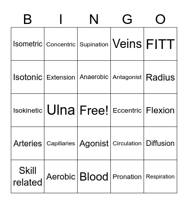 FITNESS Bingo Card