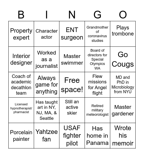6th floor Bingo Card