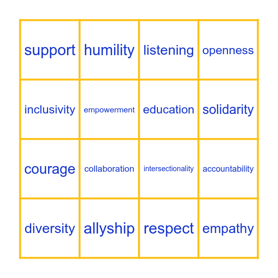 Allyship - WIT Bingo Card