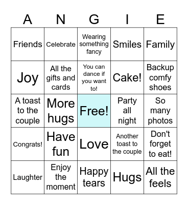 Wedding Shower Bingo Card