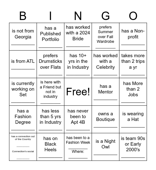 Fashion Mr's Mixer - Someone Who... Bingo Card