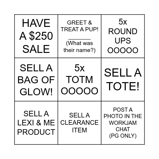 SATURDAY BINGO! Bingo Card