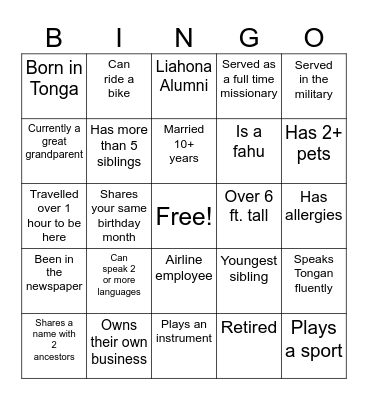 Latu Bingo Card