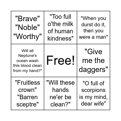 Macbeth Quotations Bingo Card