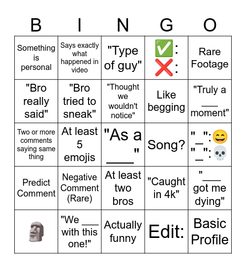 Ilan Malesev Comments Shorts Bingo Card