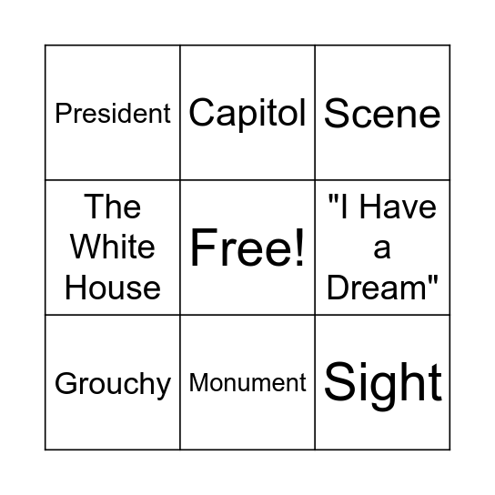 Monument City Bingo Card