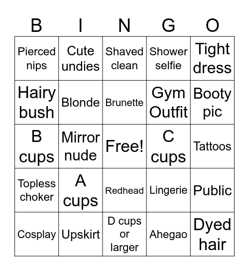 Nudes Bingo Card