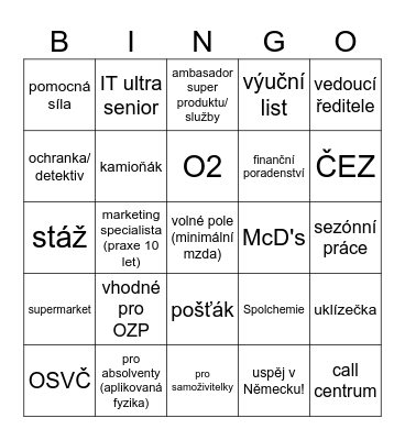 jobs.cz unl experience Bingo Card