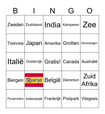 Vakantie Bingo Card