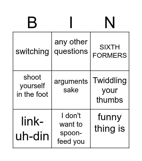 tariq bingo Card
