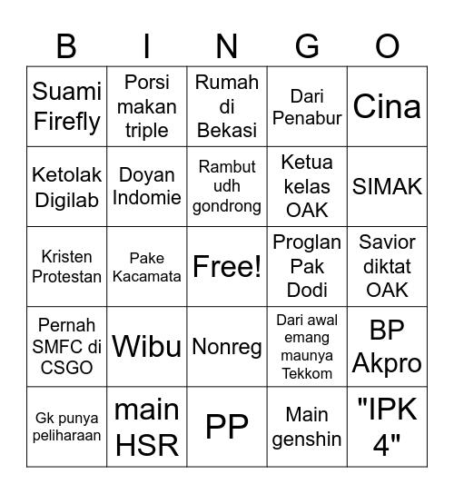 Person 3 Bingo Card