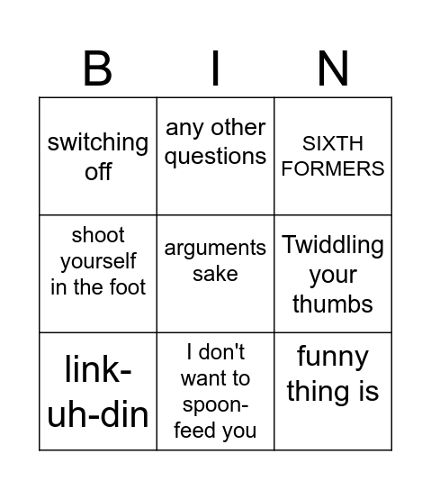 abdul-basit tariq bingo Card