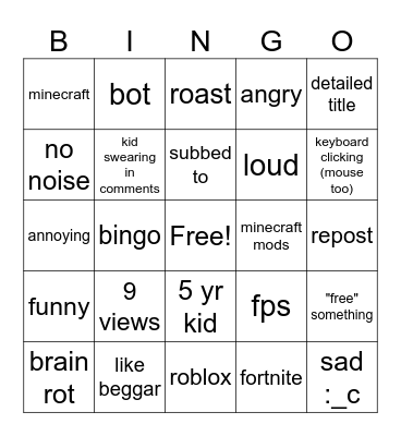 bigno Bingo Card