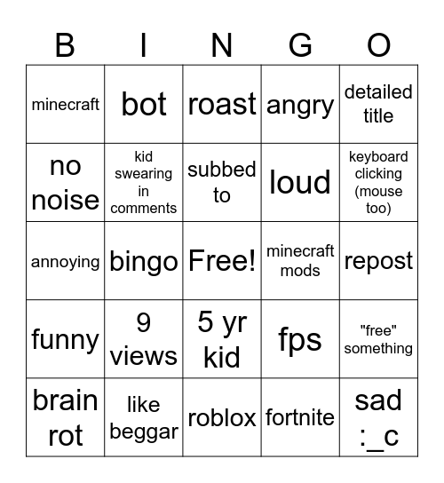 bigno Bingo Card