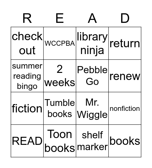 LIBRARY BINGO!!! Bingo Card