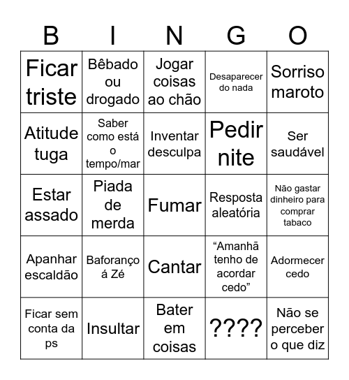 Dzidzo Bingo Card