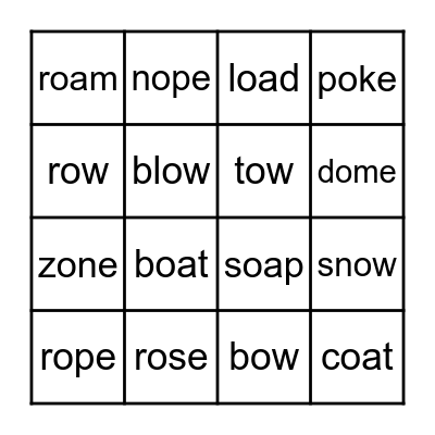 Long O BINGO Card