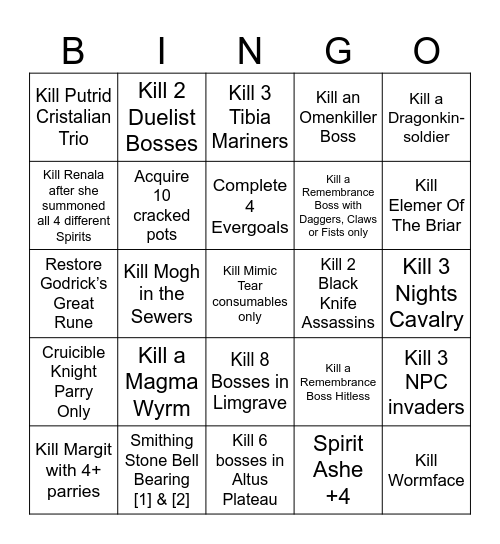 Elden Ring Bingo (easy) Bingo Card