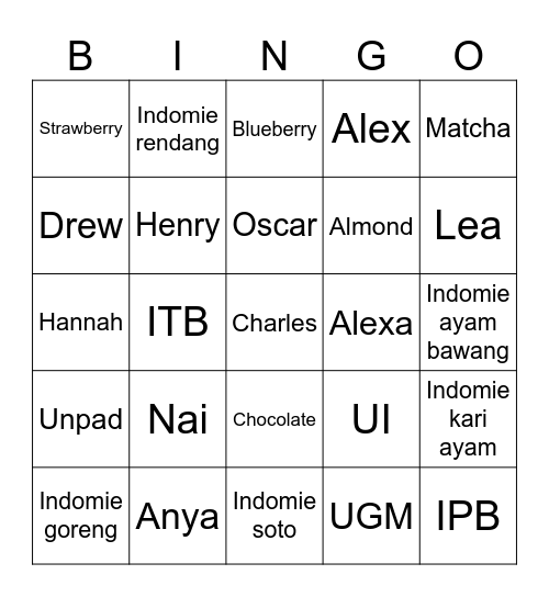 Bingonya Oscar Bingo Card