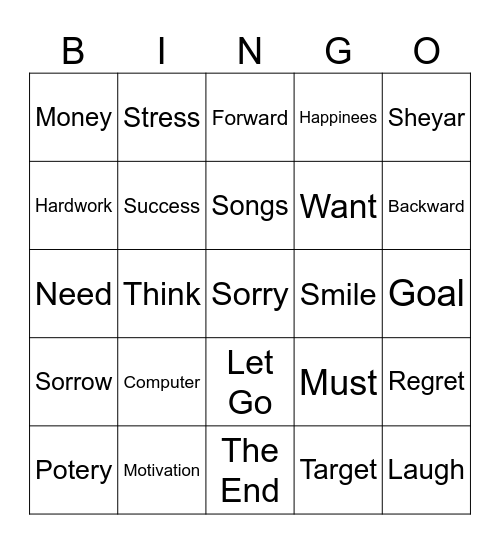 Maninder Bingo Card