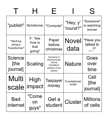 2024 HACKATHON BINGO (starts when Artur first talks) Bingo Card