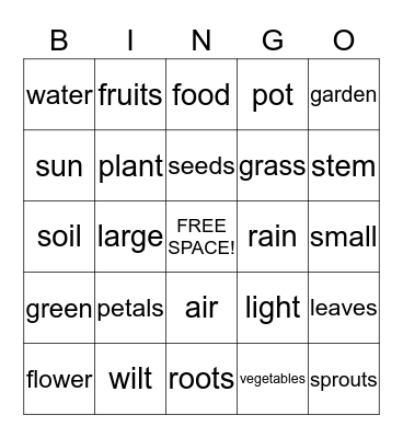 Plant Bingo Card