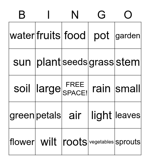 Plant Bingo Card