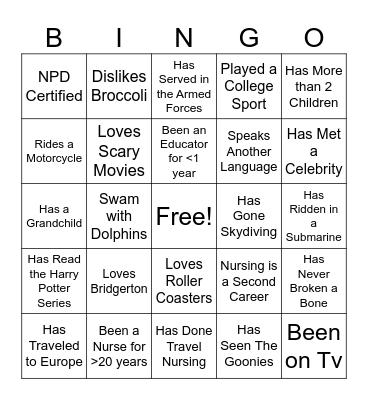 Human Bingo Card