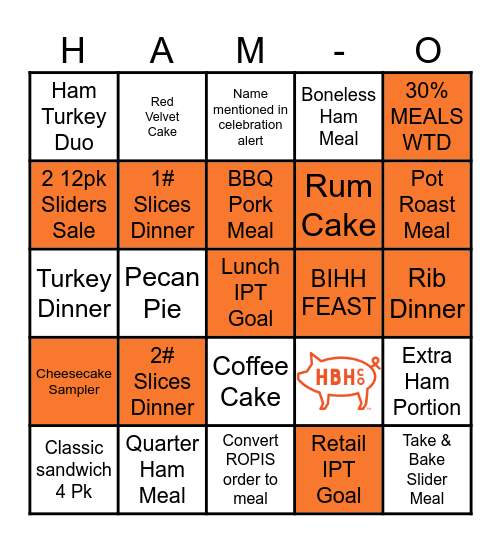 Leading With Meals! Bingo Card
