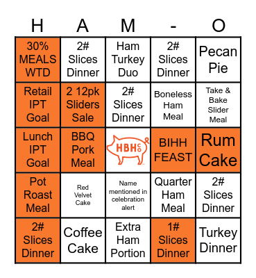 Leading With Meals! Bingo Card
