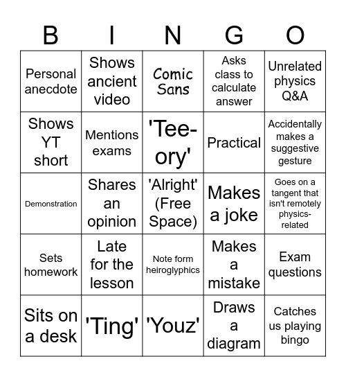 RD/Ph1 Bingo Card