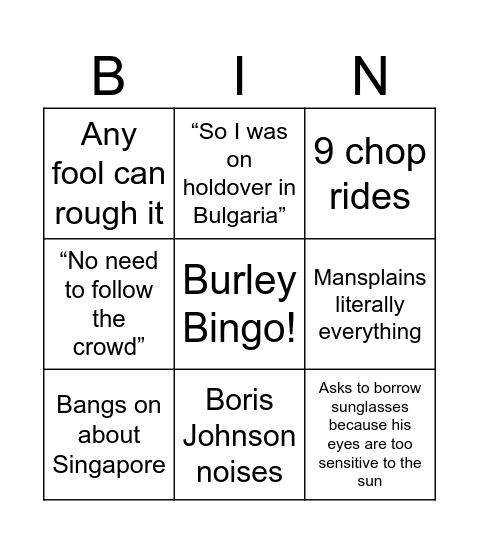Burley Bingo Card