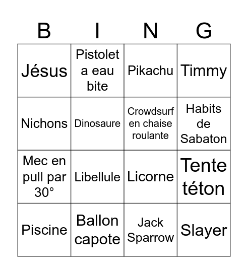 Festival Bingo Card