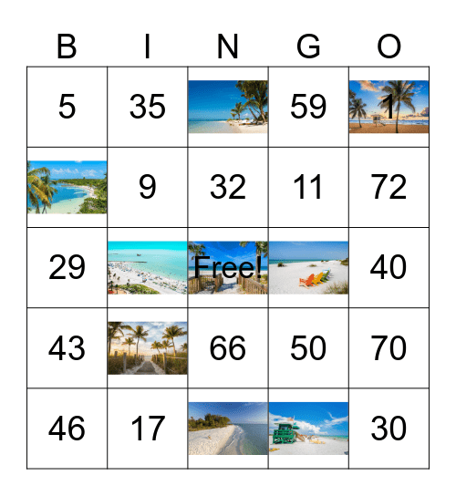 Florida Beaches Bingo Card