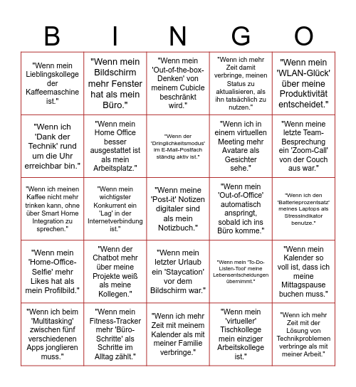 Stress lass nach! Bingo Card