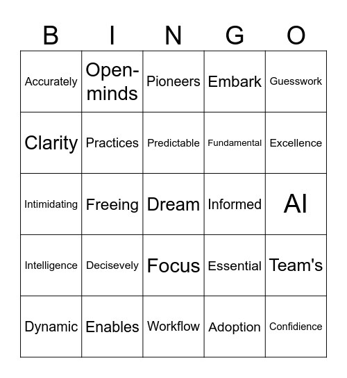 Buzzword Bingo Card