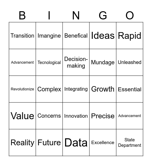 Buzzword Bingo Card