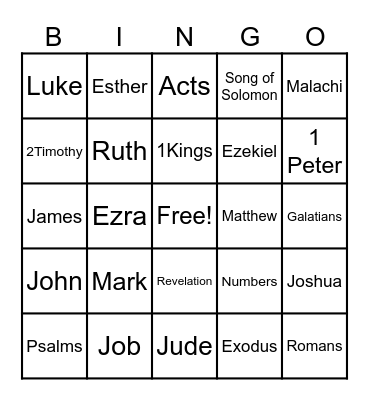 Bible Bingo Card