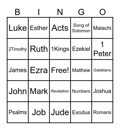 Bible Bingo Card