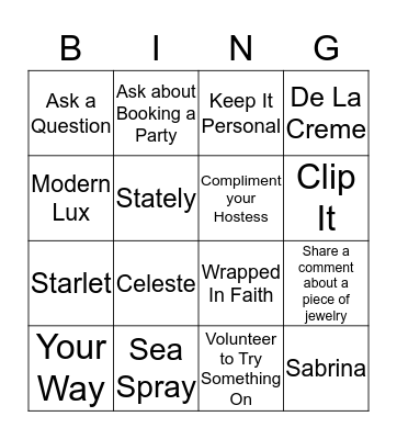 BLINGO Bingo Card