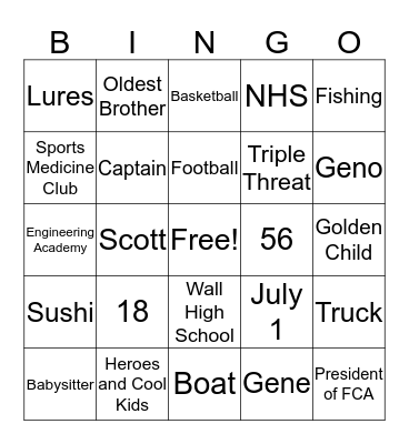 Gene is 18! Bingo Card