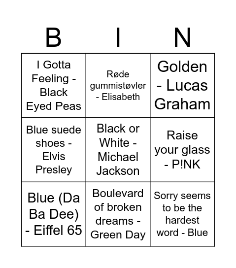 Farve Bingo Card