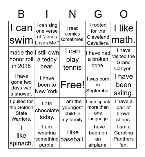 ANYONE WHO? Bingo Card