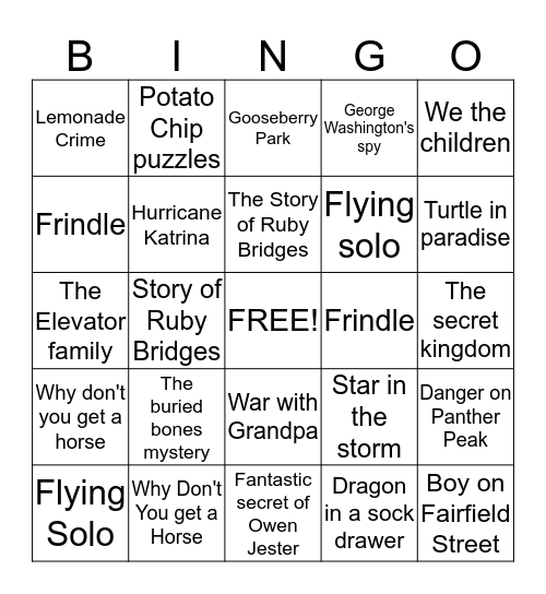 Book Celebration Bingo Card