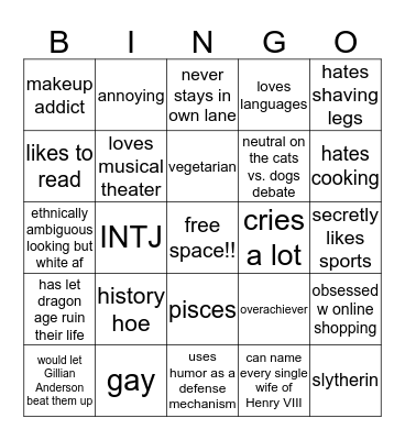 @angelicasschuyler bingo Card