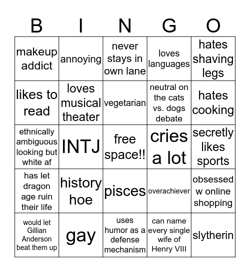 @angelicasschuyler bingo Card