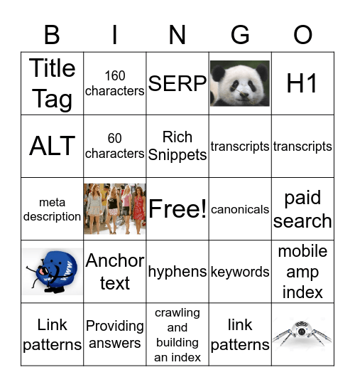SEO Bingo Lingo! Bingo Card