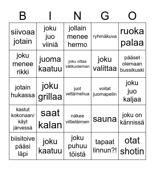 juhannus bingo Card